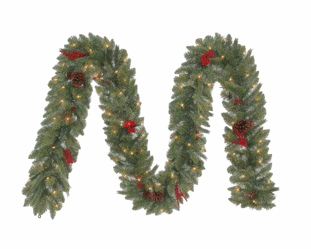 20-ft thick decorated lighted garland for professional holiday lighting in San Antonio, TX.