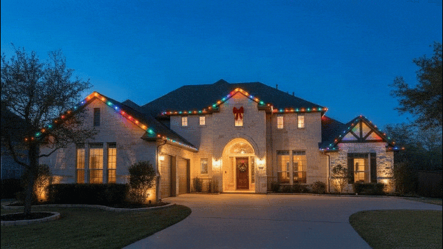 Elite permanent holiday roof lighting for festive outdoor decor and enhanced nighttime ambiance.