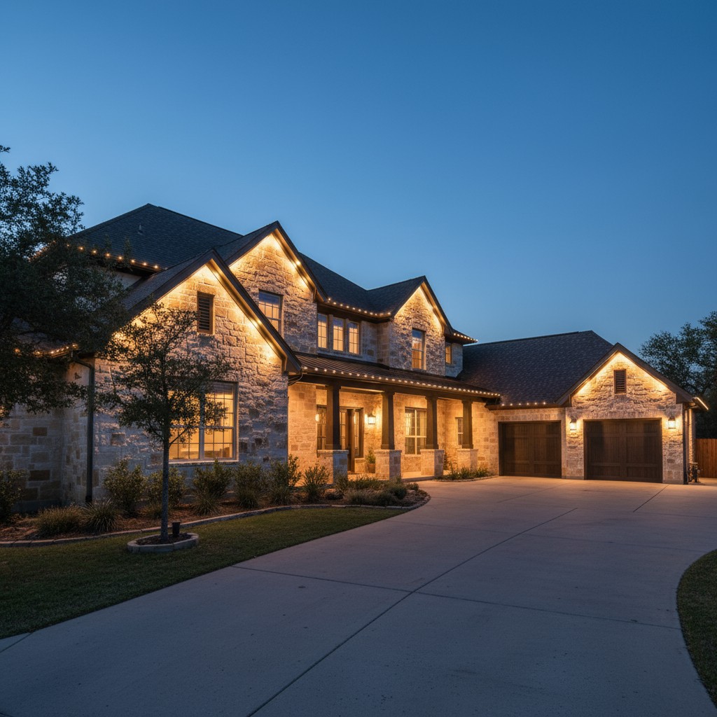 Holiday permanent elite smart roof accent lighting for festive outdoor decoration.