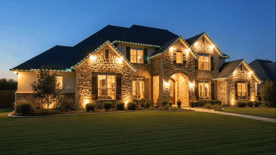 Permanent Elite Holiday Trim Roof Lighting in San Antonio, featuring vibrant and festive illumination for a cheerful seasonal atmosphere.