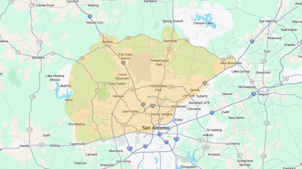 SA holiday lighting coverage area map showing the regions included in the festive lighting display for seasonal celebrations.