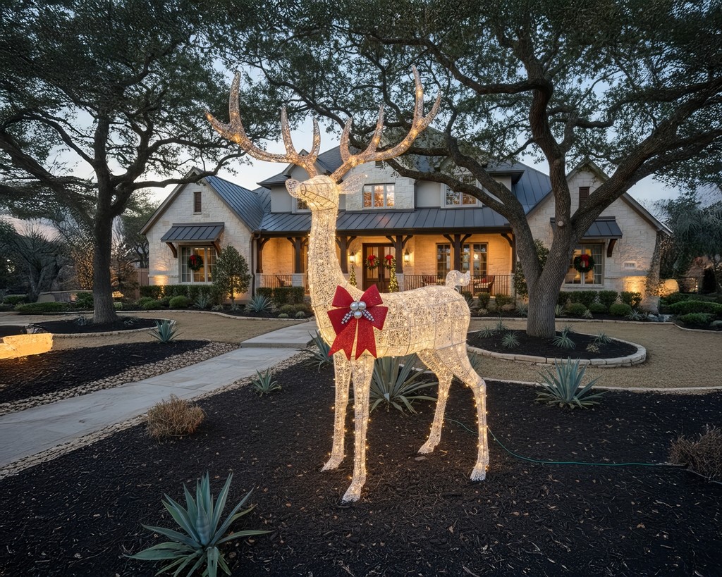 8.5-ft lighted reindeer for holiday lights in San Antonio, TX.
