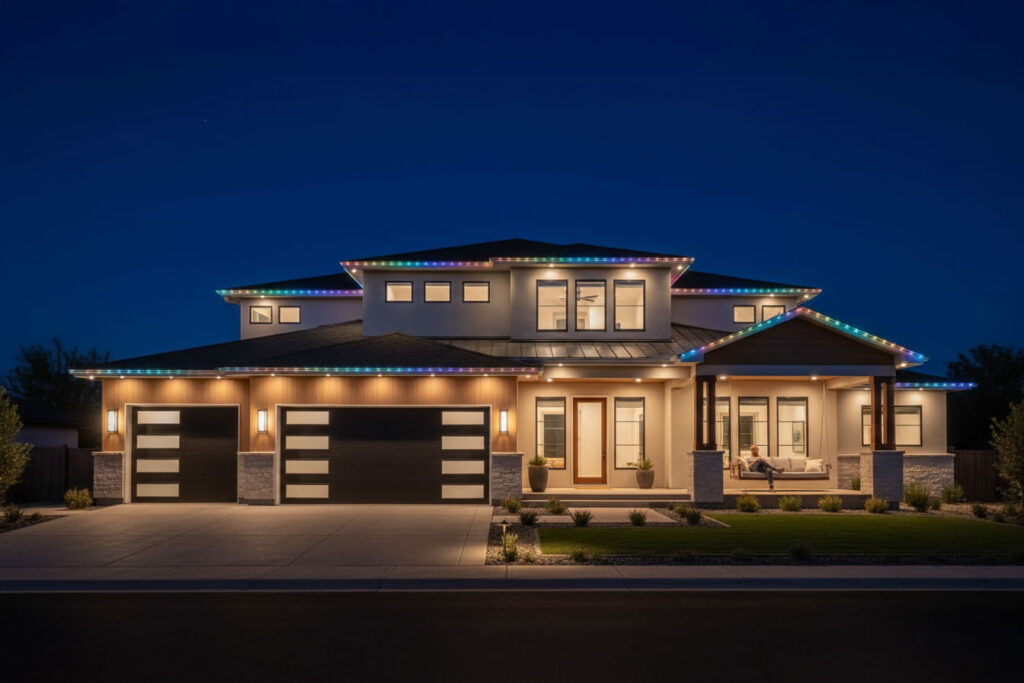 Energy efficient permanent holiday lights in Cross Mountain, Texas