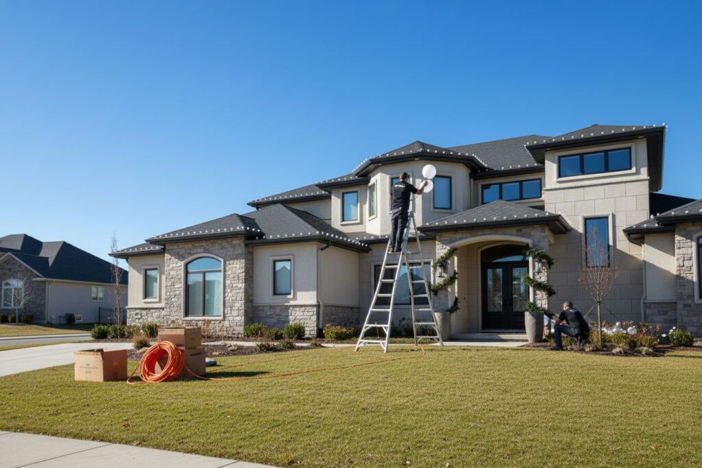 Professional Christmas light installation service for San Antonio homeowners during the holiday season