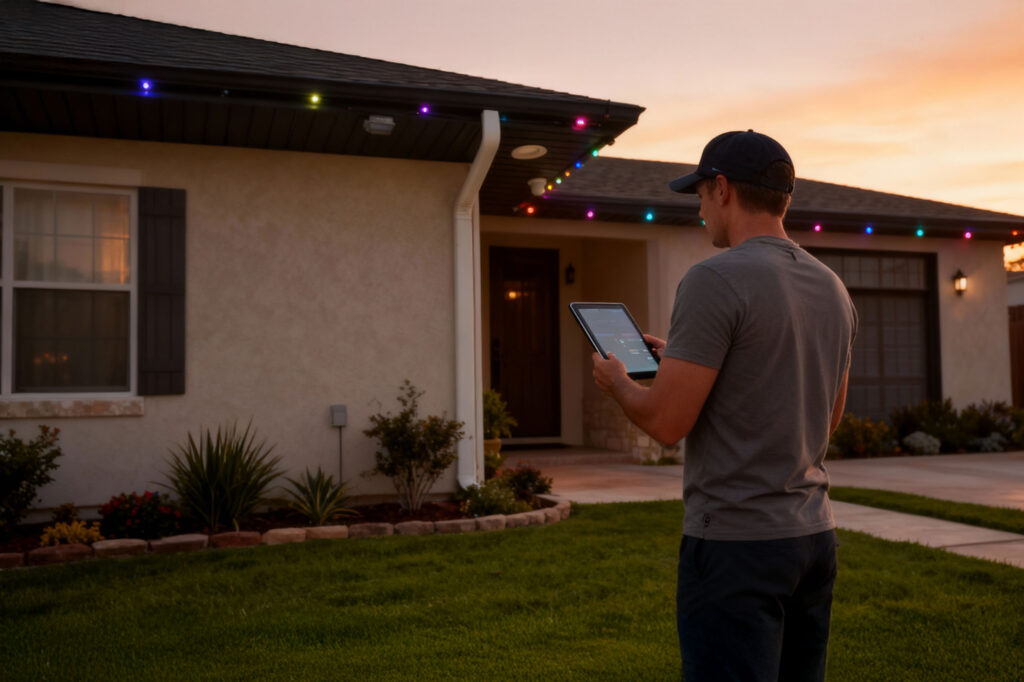 Smart holiday lights firmware update check app in San Antonio